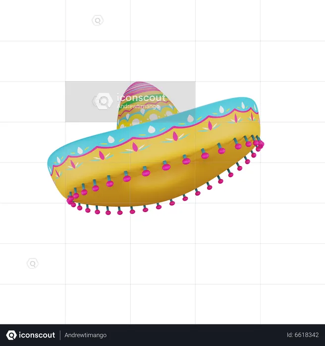 Sombrero Hat  3D Icon