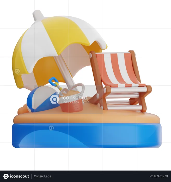 Sombrilla de playa  3D Icon