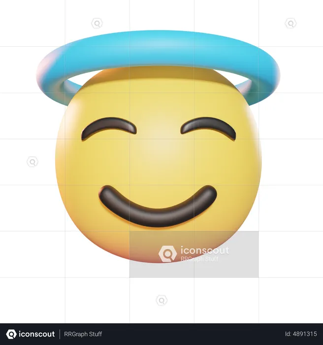 Sonriendo con halo Emoji 3D Icon