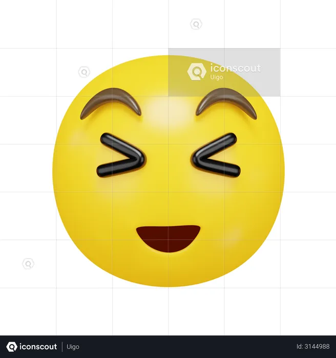 Cara sonriente entrecerrando los ojos Emoji 3D Emoji