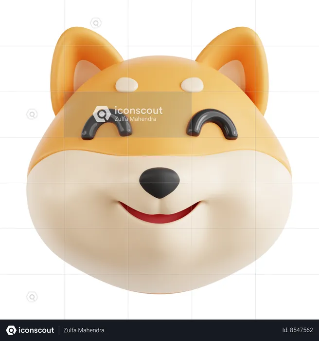 Shiba inu sonriente Emoji 3D Icon