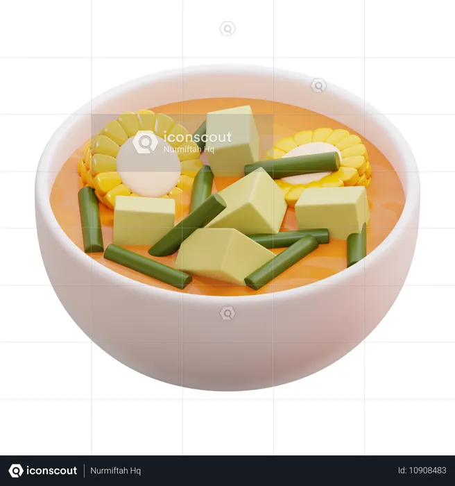 Sopa de legumes com tamarindo uma tigela  3D Icon