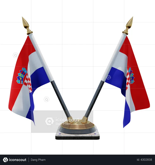 Soporte para bandera de escritorio doble de Croacia Flag 3D Flag