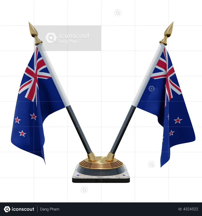 Soporte de bandera de escritorio doble de Nueva Zelanda Flag 3D Flag