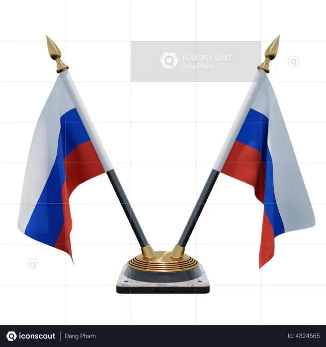 Soporte de bandera de escritorio doble de Rusia Flag 3D Flag