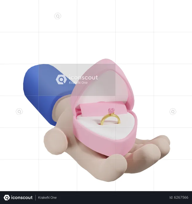 Sosteniendo la caja del anillo de san valentín  3D Icon