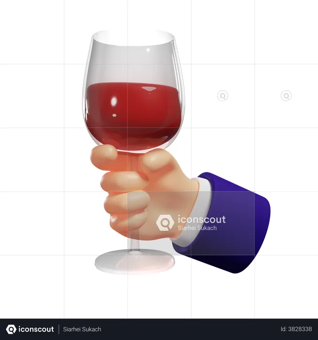 Sosteniendo una copa de vino  3D Illustration