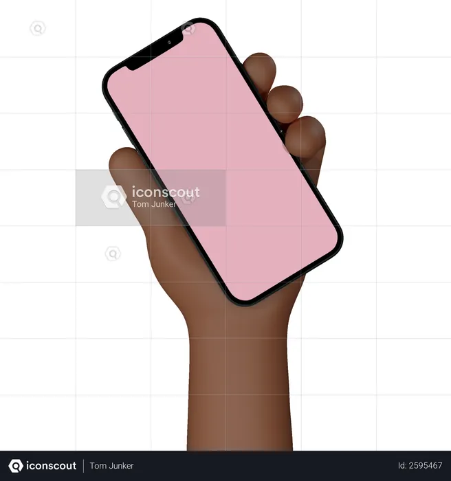 Sosteniendo la mano mostrando un teléfono móvil negro con pantalla en blanco  3D Illustration