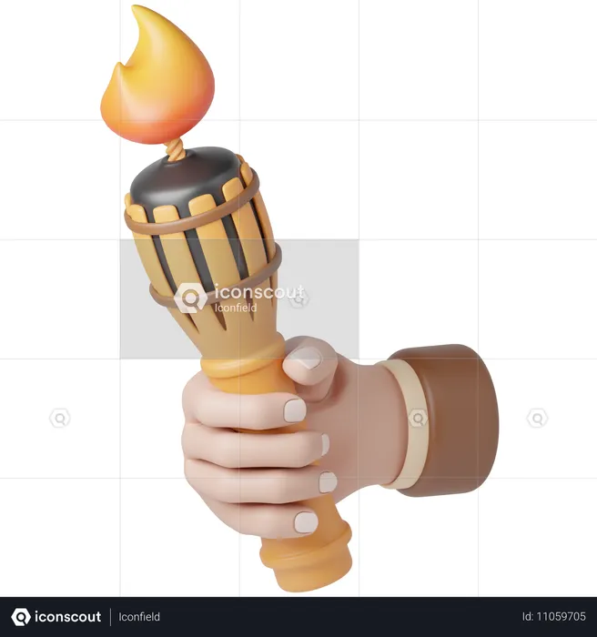 Sosteniendo una antorcha de bambú  3D Icon