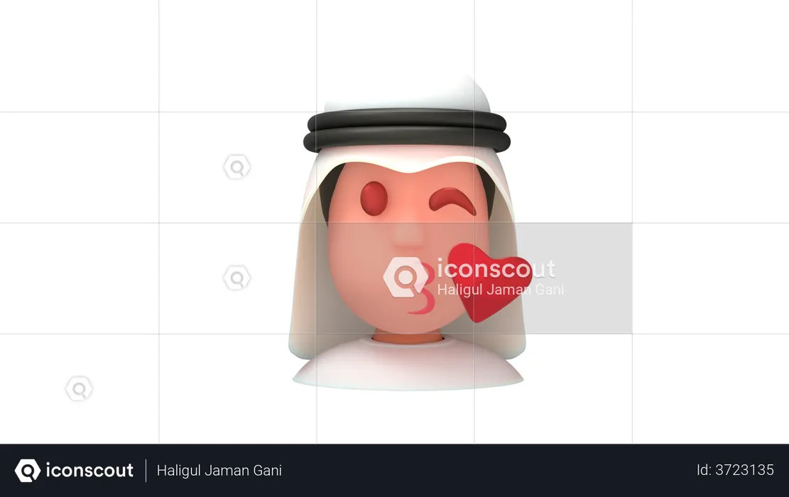 Souffler un baiser homme arabe Emoji 3D Emoji