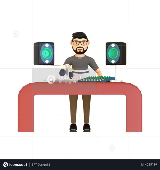 Sound Engineer  3D Illustration