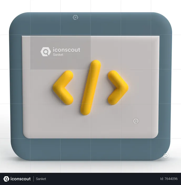 Source Code 3D Icon download in PNG, OBJ or Blend format