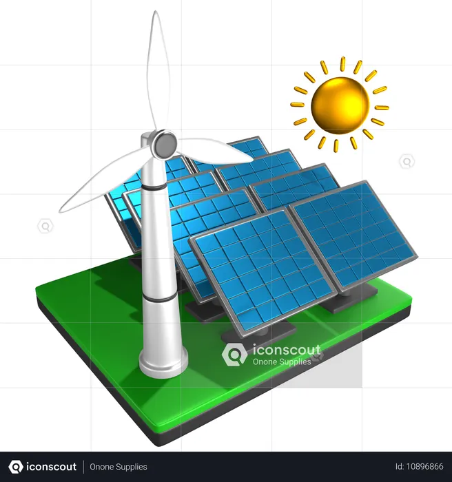 Source d'énergie renouvelable  3D Icon