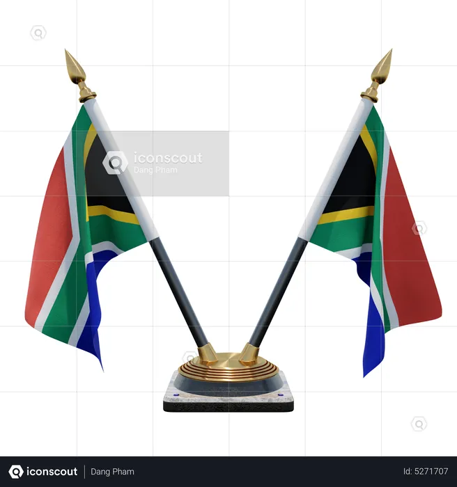 South Africa Double (V) Desk Flag Stand Flag 3D Icon