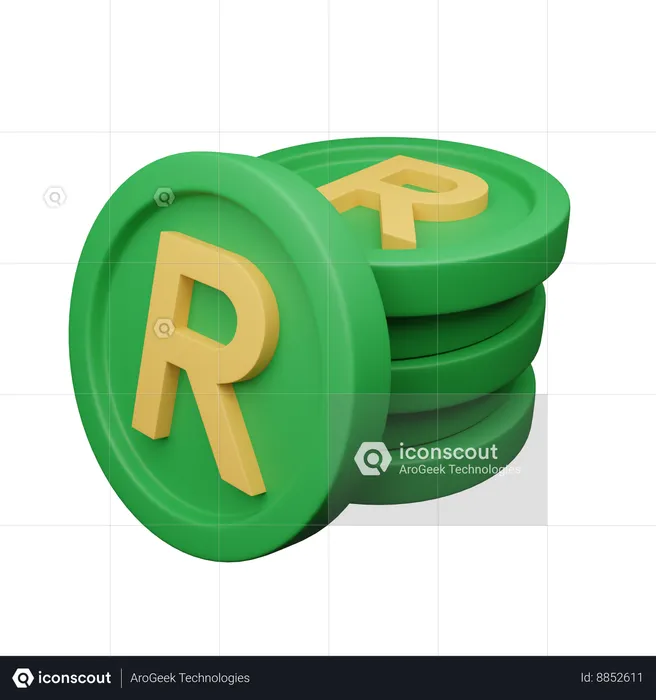 South African rand  3D Icon