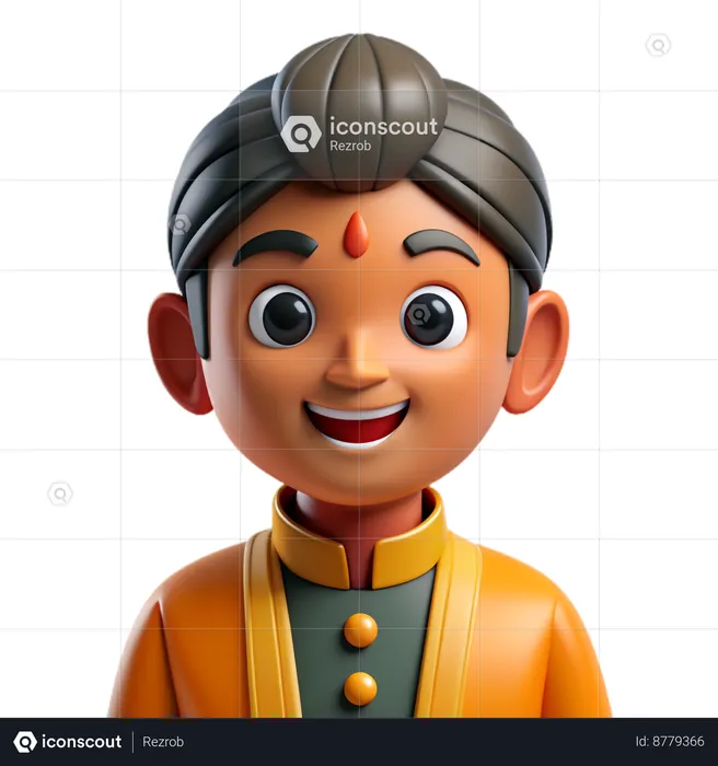 South Asian Man Avatar  3D Icon