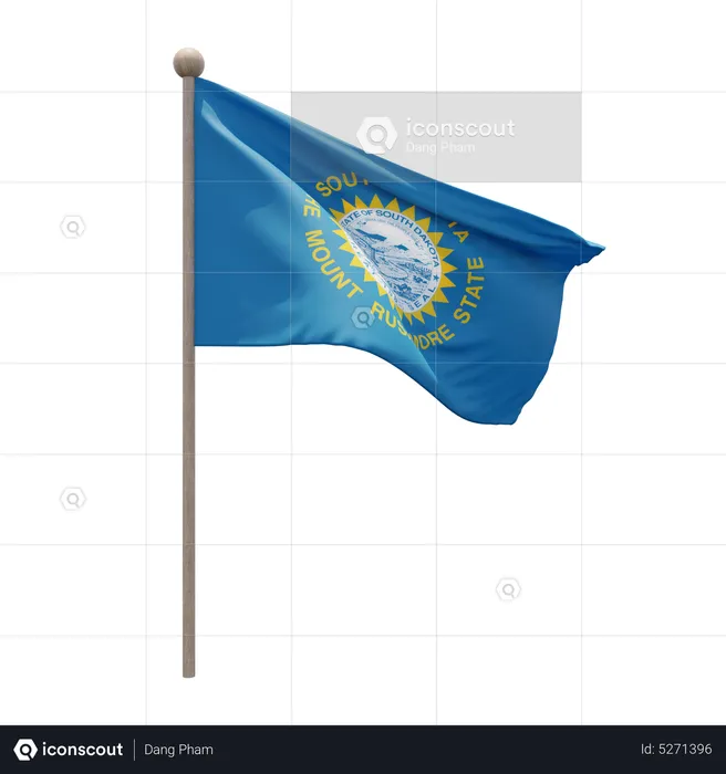 South Dakota Flagpole Flag 3D Icon