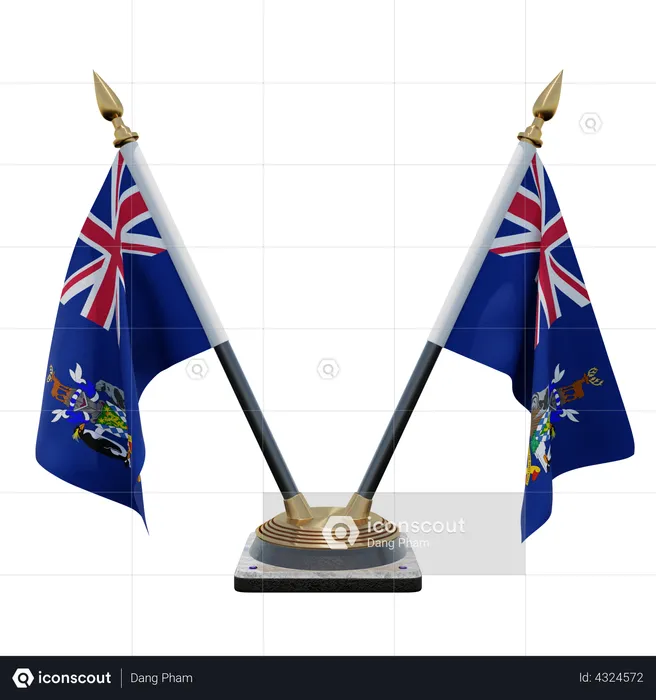 South Georgia and the South Sandwich Islands Double Desk Flag Stand Flag 3D Flag