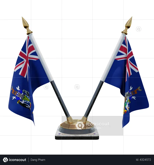 South Georgia and the South Sandwich Islands Double Desk Flag Stand Flag 3D Illustration