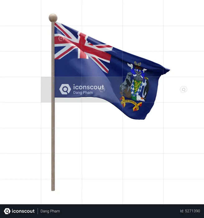 South Georgia and the South Sandwich Islands Flagpole Flag 3D Icon