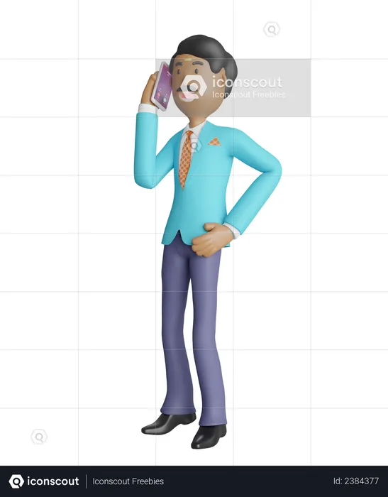 South Indian businessman talking on the phone  3D Illustration
