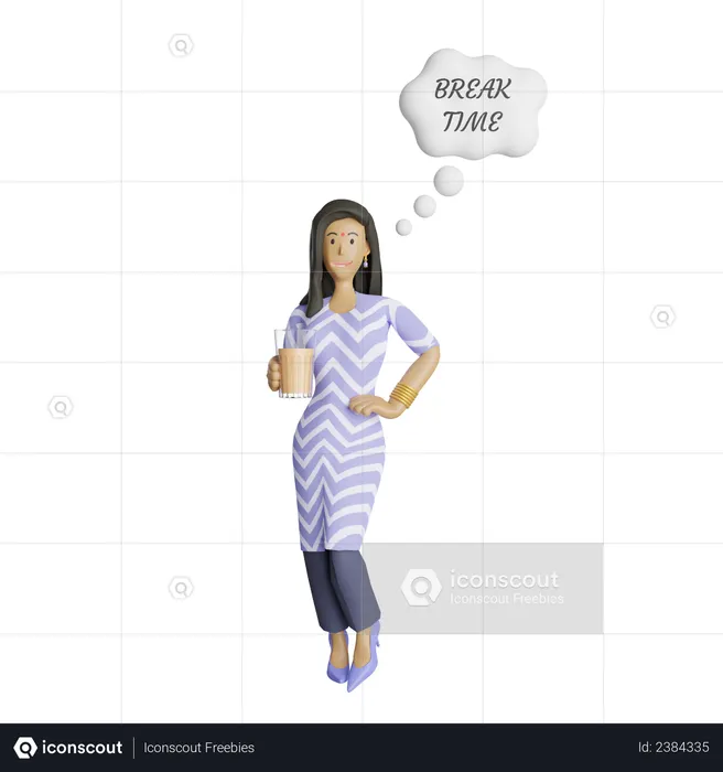 South Indian businesswoman enjoying break time  3D Illustration