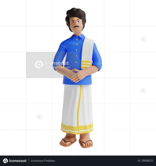 South Indian man  3D Illustration