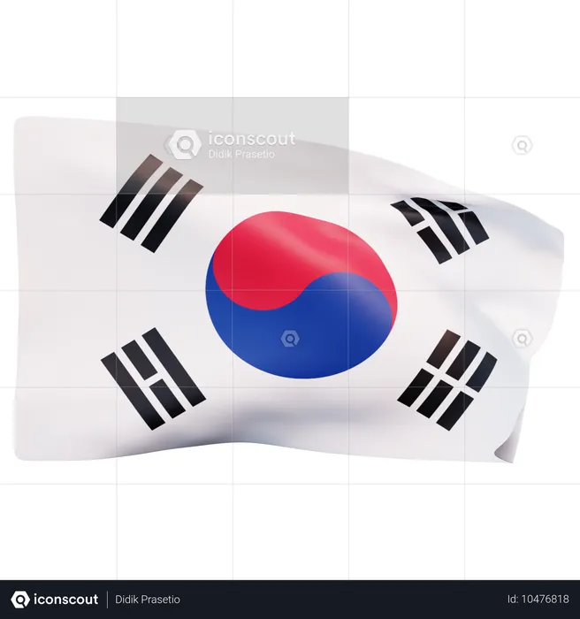 韓国の国旗 Flag 3D Icon