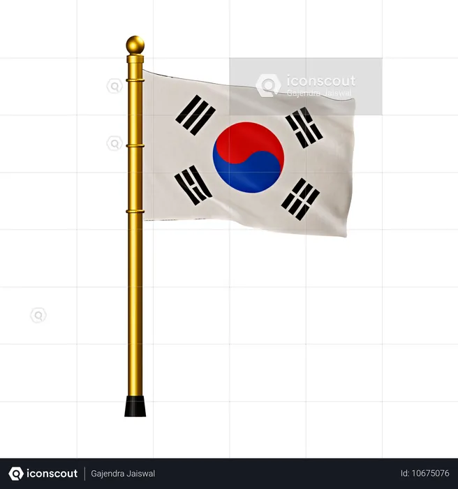 韓国の国旗 Flag 3D Icon