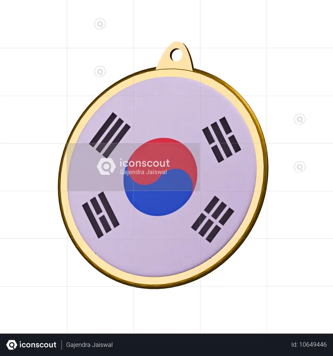 South Korea Flag Medal Badge Flag 3D Icon