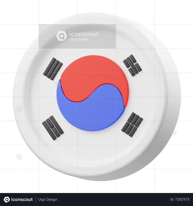 South Korean Country Flag  3D Icon