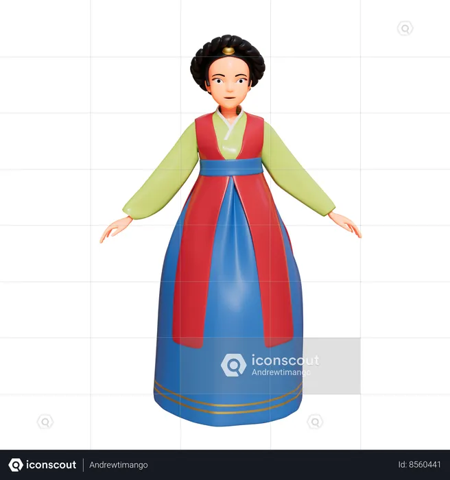 South Korean Lady  3D Illustration