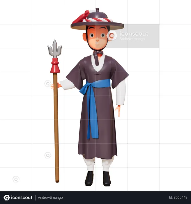 South Korean Male With Sword  3D Illustration
