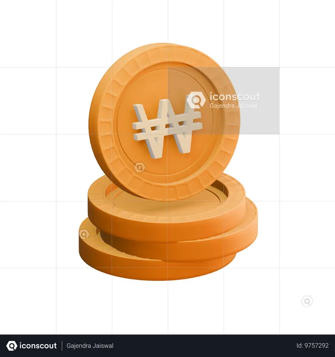 South Korean won  3D Icon