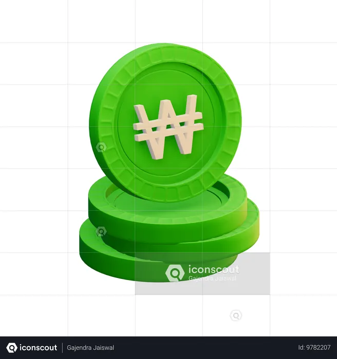 South Korean won  3D Icon