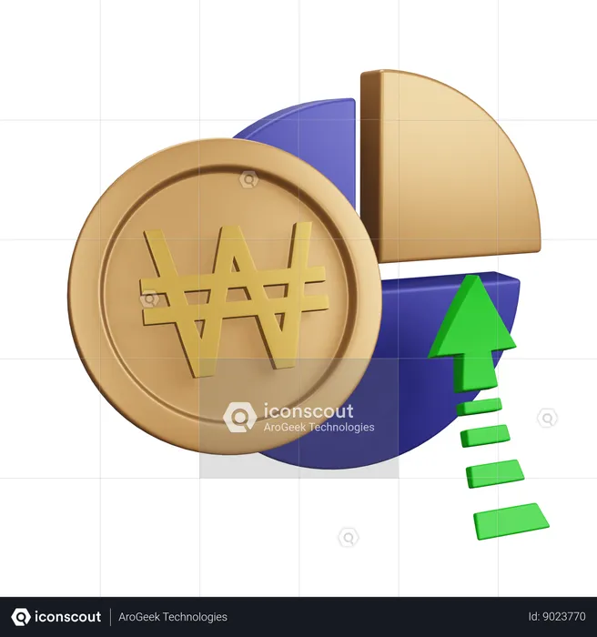 South Korean Won Increase Monet Chart  3D Icon