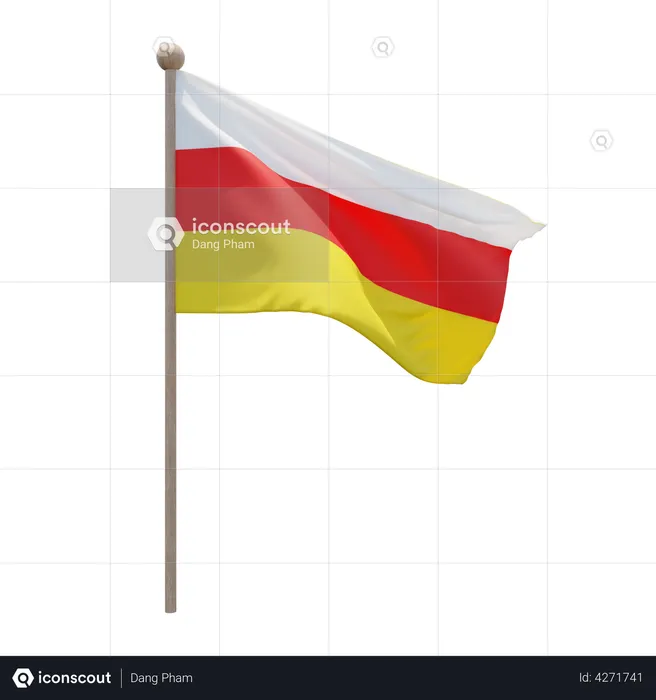 South Ossetia Flagpole Flag 3D Flag