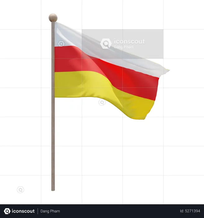 South Ossetia Flagpole Flag 3D Icon