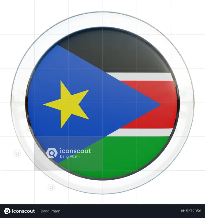 South Sudan Round Flag Flag 3D Icon
