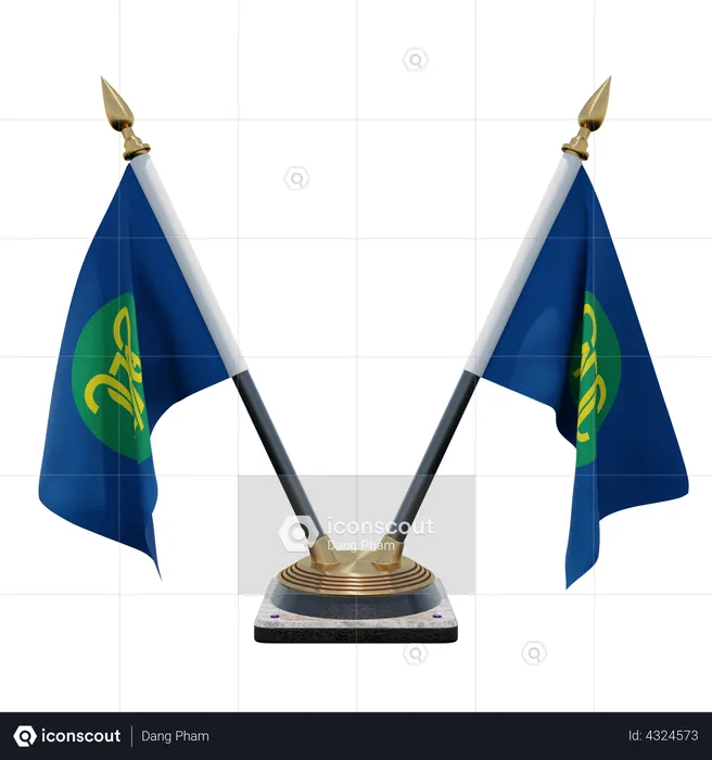 Southern African Development Community Double Desk Flag Stand Flag 3D Illustration