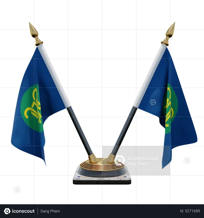 Southern African Development Community Double (V) Desk Flag Stand Flag 3D Icon