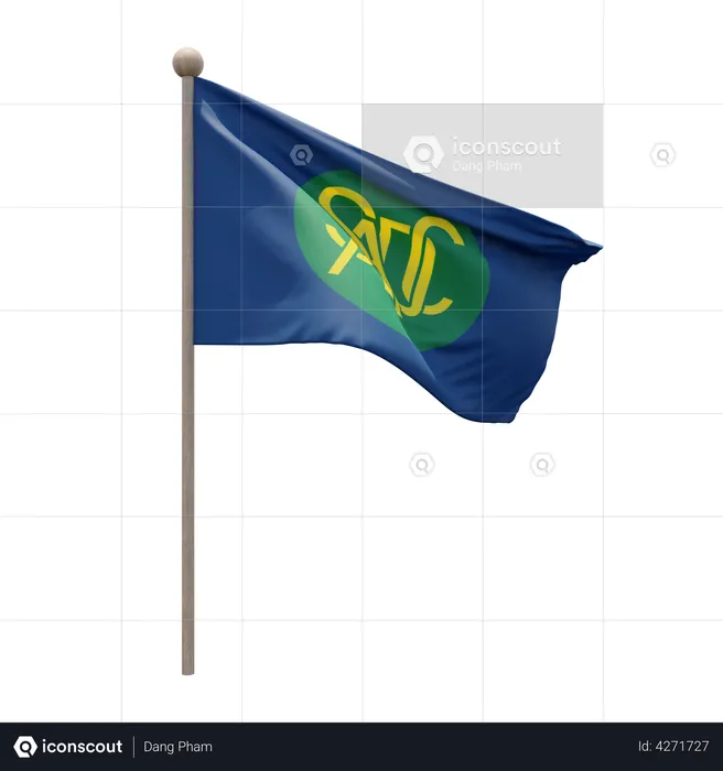 Southern African Development Community Flagpole Flag 3D Illustration