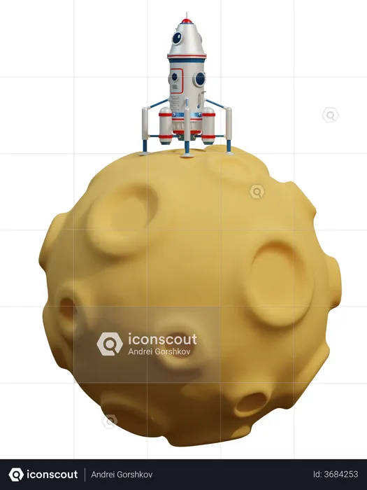 Space lander on Moon  3D Illustration