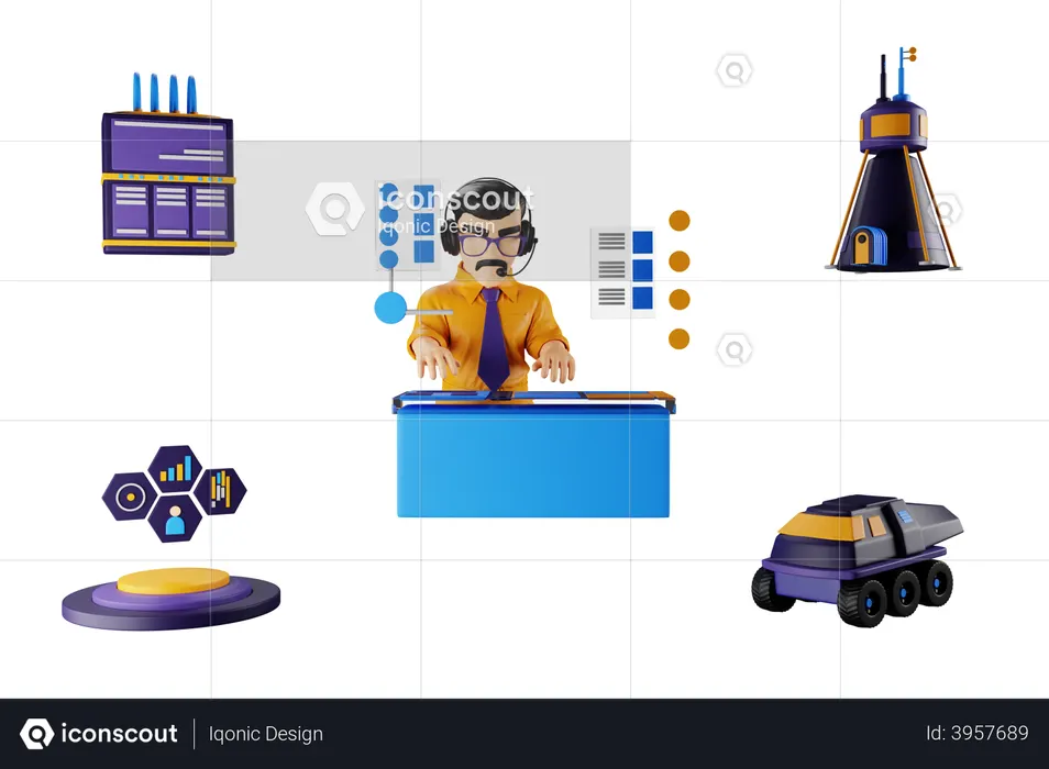 Space Station manager  3D Illustration
