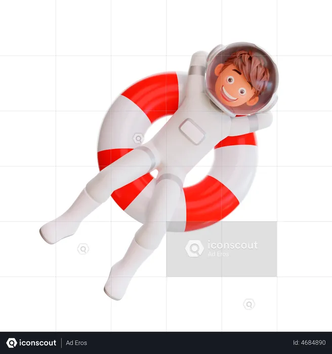 Spaceman On Float Tube  3D Illustration