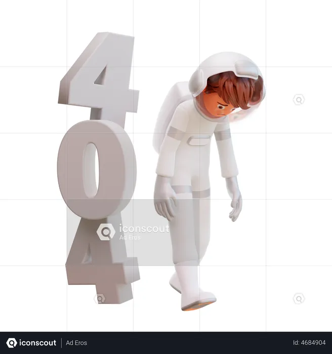 Spaceman With 404 Error  3D Illustration