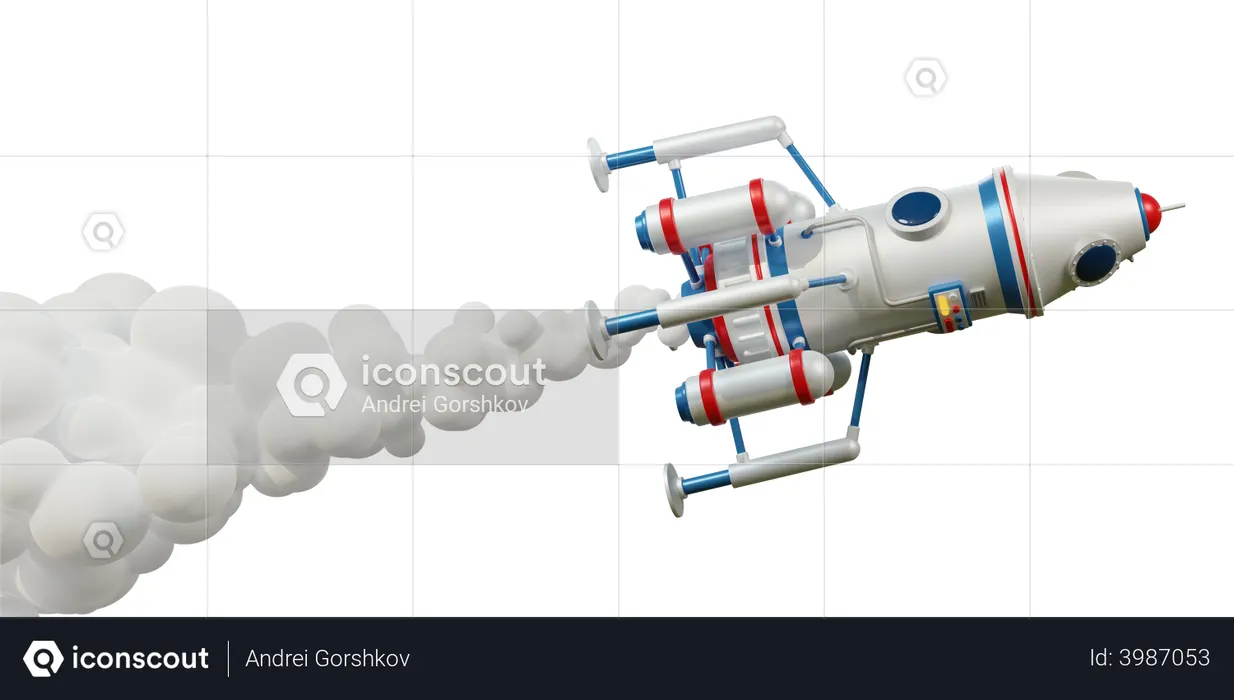 Spaceship space module flies  3D Icon