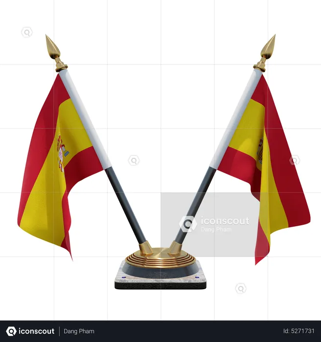 Spain Double (V) Desk Flag Stand Flag 3D Icon