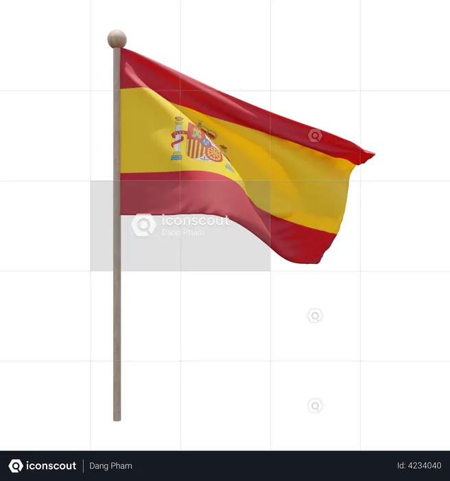 Spain Flag Pole  3D Flag