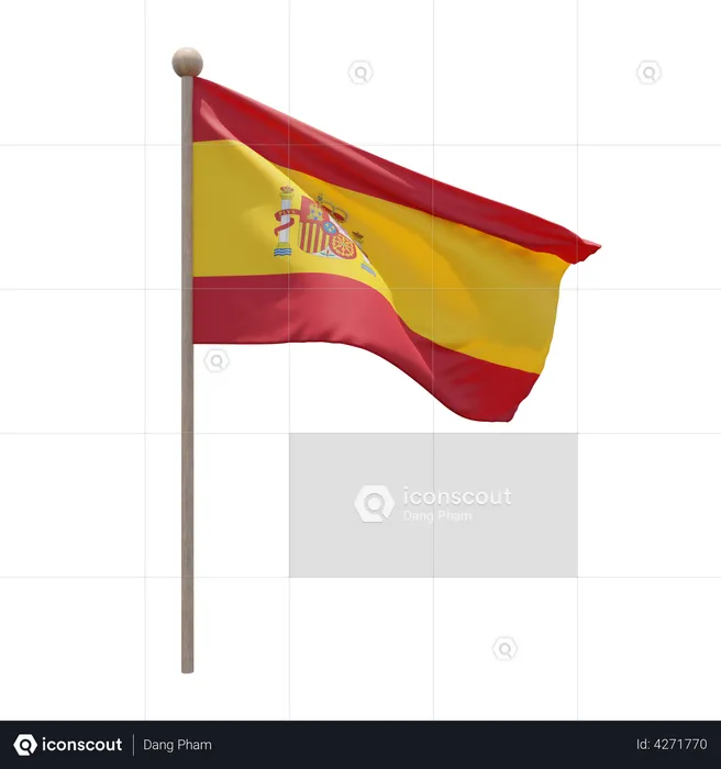 Spain Flagpole Flag 3D Flag